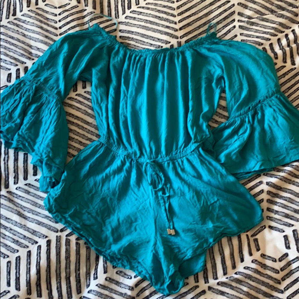 Teal beach coverup romper